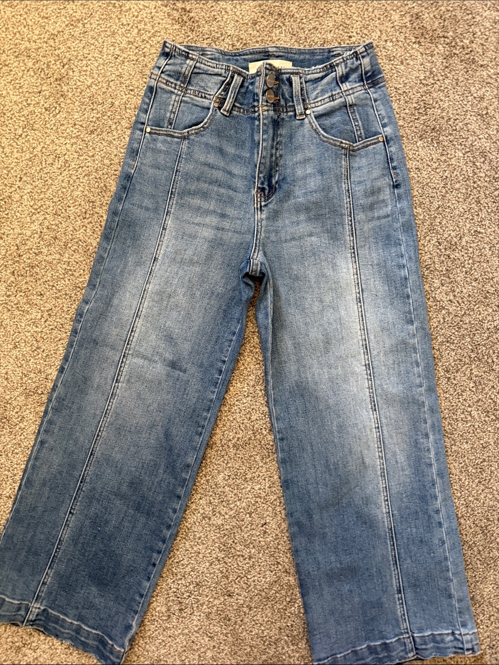 High-Rise Wide Leg Jeans in Light Blue Denim